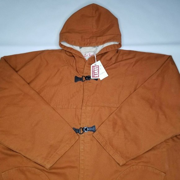 Levis Vintage Clothing Mens 1940s Parka Jacket Size Medium Long Overcoat Brown - Picture 5 of 8